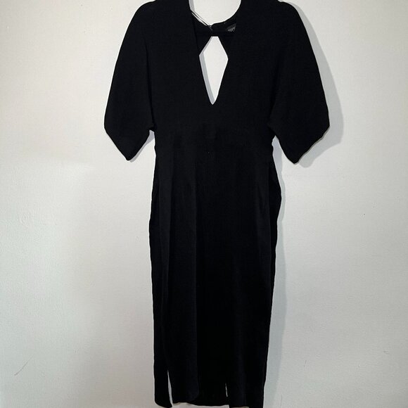 TopShop V-Neck Back Cut-out Midi Dress Size 6 - Picture 1 of 6